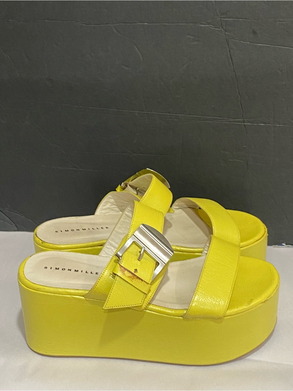 Simon Miller Yellow Leather Coaster Platform Sandals – Buckle Accent – Size 7 - Picture 5 of 7